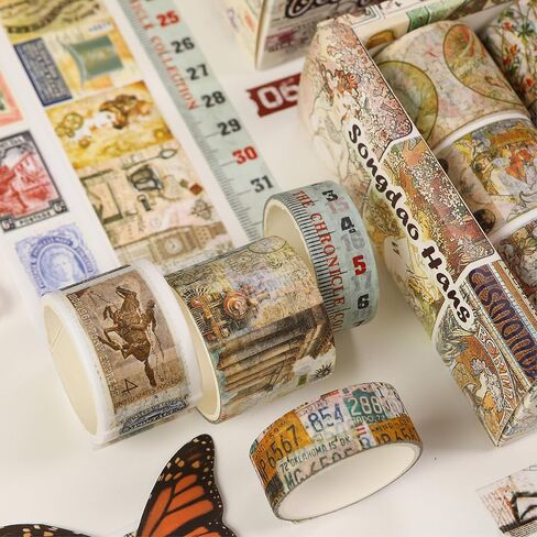 Vintage Washi Tape Set - 24 Rolls Arts Adhesive Tapes Assorted Retro Decorative Masking Tape Sets for Craft, Kids, Scrapbook, DIY, Gift Wrapping (12-Mystic Tarot) in Kuwait