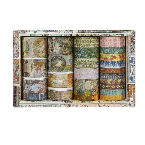 Vintage Washi Tape Set - 24 Rolls Arts Adhesive Tapes Assorted Retro Decorative Masking Tape Sets for Craft, Kids, Scrapbook, DIY, Gift Wrapping (12-Mystic Tarot) in Kuwait