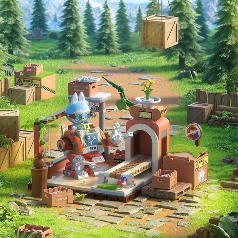 Pop Mart the Monsters Forest Secret Base Series Labs-Click-Fix Lab ، مجموعة ألعاب Babubu ، لعبة بناء تفاعلية للأطفال ، الأولاد ، والبنات in Kuwait