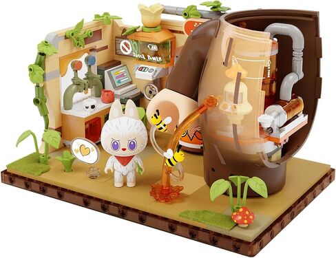 Pop Mart the Monsters Forest Secret Base Series Labs-Click-Fix Lab ، مجموعة ألعاب Babubu ، لعبة بناء تفاعلية للأطفال ، الأولاد ، والبنات in Kuwait