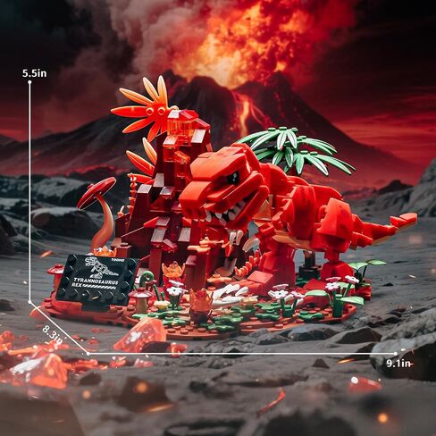 Dinosaur World Building Block Set,T.Rex Dinosaur Park Sets for Boys and Girls 8-12,T.rex and Volcano Scene Building Sets,Home or Office Décor Sets for Boys 8-14(559pcs) in Saudi Arabia