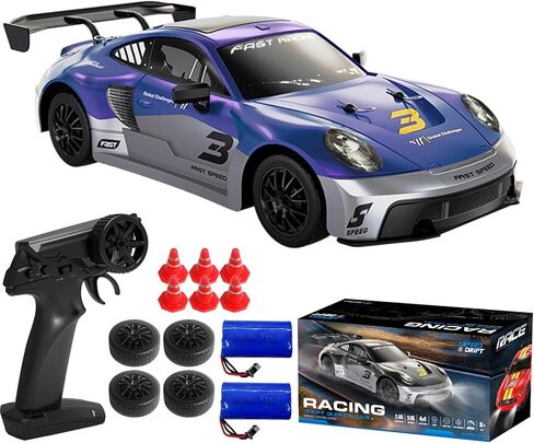 KF28 1/16 SCALE DRIFT RC CAR مع CART RTR 2.4 جيجا هرتز تنسجم الكامل 2.4 جيجا هرتز سيارات سباق السرعة (الأسود) in Kuwait