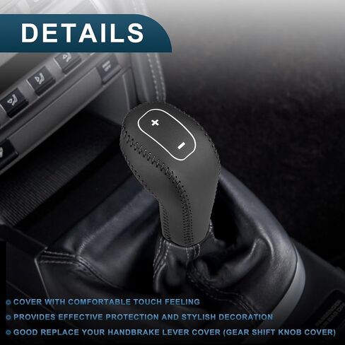غطاء مقبض ناقل الحركة لسيارة Buick Encore 13-15 بغرز حمراء متينة | غطاء ذراع ناقل الحركة الداخلي من الجلد الصناعي الأسود قطعة واحدة in Saudi Arabia