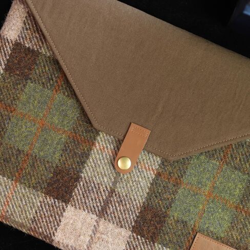 Harris Tweed Laptop Sleeve Bag Compatible with MacBook Air/Pro 12-13 inch Notebook,Briefcase Men's Business A4 Liner Bag (Green Brown) in Kuwait