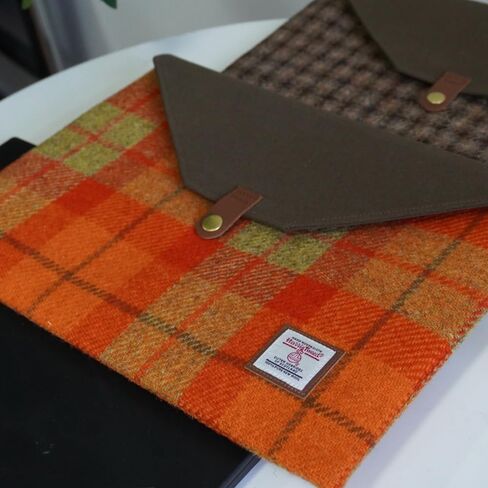 Harris Tweed Laptop Sleeve Bag Compatible with MacBook Air/Pro 12-13 inch Notebook,Briefcase Men's Business A4 Liner Bag (Green Brown) in Kuwait