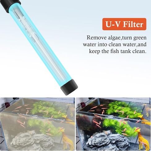 FEDOUR 165GPH Aquarium Filter U-V, 8W Adjustable Fish Tank Filter, U-V Submersible Internal Filter for 10-50 Gallon Tank, with Biochemical Cotton in Kuwait