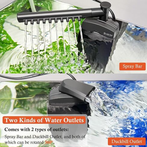 FEDOUR 165GPH Aquarium Filter U-V, 8W Adjustable Fish Tank Filter, U-V Submersible Internal Filter for 10-50 Gallon Tank, with Biochemical Cotton in Kuwait