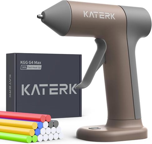 Katerk Cordless Hot Glue Gun Kit, 30s Fast Heating, Mini Glue Gun with 20 Glue Sticks, Compact & Portable with 2500mAh Built-in Battery, Auto Shut-Off, Ideal for DIY, School Crafts & Repairs (Khaki) in Saudi Arabia