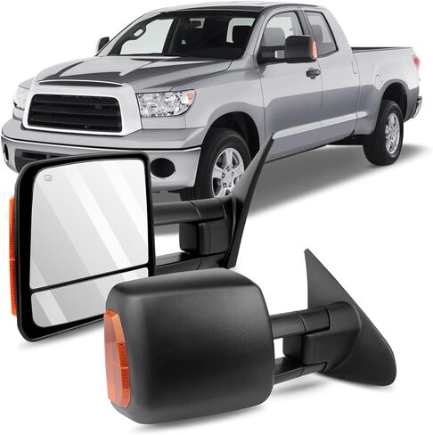 زجاج مرآة جانبية من OCPTY مناسب لـ 2008-2017 لسيارة Toyota For Sequoia 2007-2017 لسيارة Toyota لشاحنة Tundra Pickup، زجاج مسطح علوي على الجانب الأيمن، بما في ذلك اللاصق in Kuwait