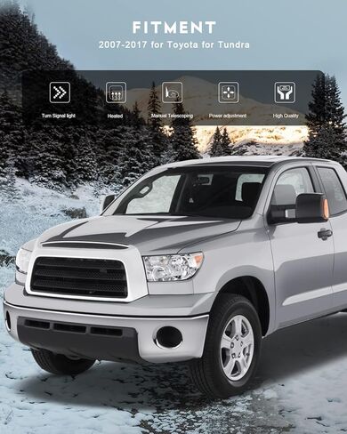 زجاج مرآة جانبية من OCPTY مناسب لـ 2008-2017 لسيارة Toyota For Sequoia 2007-2017 لسيارة Toyota لشاحنة Tundra Pickup، زجاج مسطح علوي على الجانب الأيمن، بما في ذلك اللاصق in Kuwait