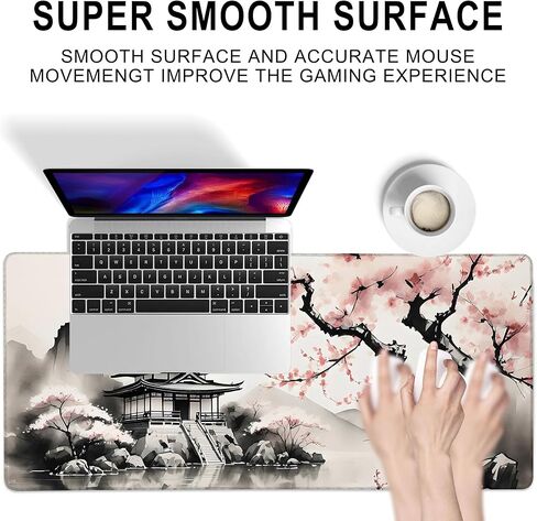 Desk Mat, Misty Forest Foggy Mountain Large Extended Gaming Mouse Pad,Waterproof Non-Slip Rubber Base and Stitched Edges Desk Pad for Work Game Office Home 35.4x15.7in in Saudi Arabia
