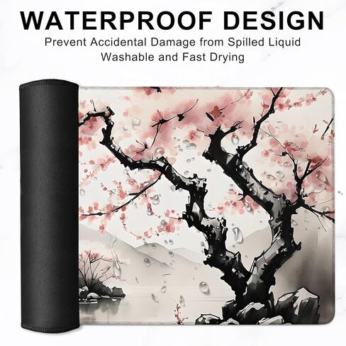 Desk Mat, Misty Forest Foggy Mountain Large Extended Gaming Mouse Pad,Waterproof Non-Slip Rubber Base and Stitched Edges Desk Pad for Work Game Office Home 35.4x15.7in in Saudi Arabia