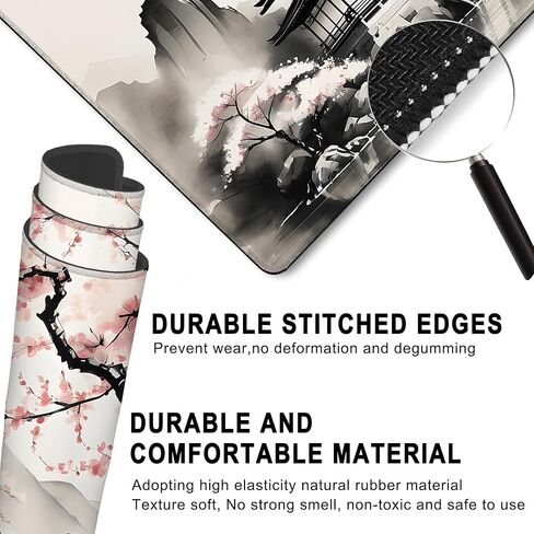 Desk Mat, Misty Forest Foggy Mountain Large Extended Gaming Mouse Pad,Waterproof Non-Slip Rubber Base and Stitched Edges Desk Pad for Work Game Office Home 35.4x15.7in in Saudi Arabia