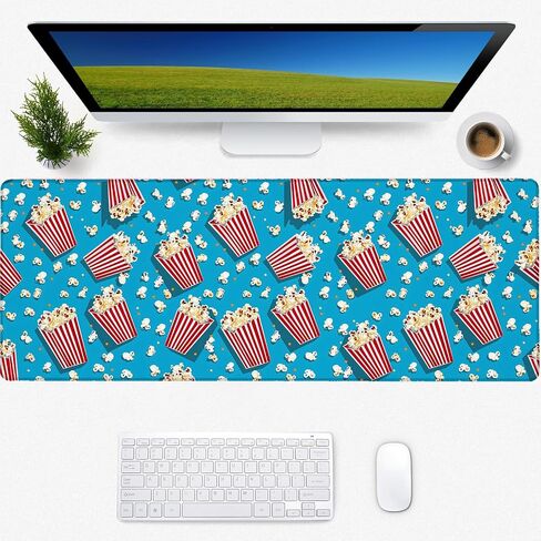 Popcorn Movie Gaming Mouse Pad, Desk Mat, Non-Slip Rubber Base Cool Aesthetic MousePads for Computer Laptop Keyboard Office School Home Desktop Accessories Decor 31.5" x 11.8" in Saudi Arabia