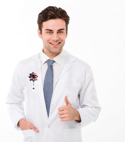 4th of July Retractable Badge Reel | Heart American Flag Design Badge Holder,Funny Acrylic ID Name Glitter Badge Holder with Alligator Clip,for Nurses, Doctors,Teachers, Students, Workers in Kuwait