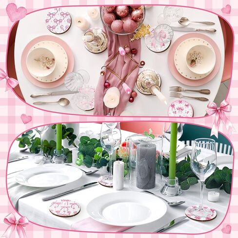 12 PCS Pink Bow Diamond Painting Coasters With Holder Drink Diamond Painting Kit للمبتدئين البالغين اللوازم الفنية in Saudi Arabia