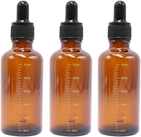 3PCS Portable Amber Glass Graduated Scale Dropping Bottle Vials With Black Rubber Cap And Glass Dropper Pipette For Cosmetic Perfumes Essential Oils Liquids Storage in Saudi Arabia