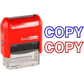 ExcelMark Copy - Self-Inking Two-Color Rubber Office Stamp - Red and Blue Ink