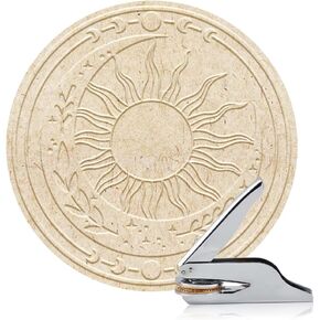 Book Embosser Personalized Sun and Moon Pattern Book Stamp, Durable Library Stamp with Handle Set for Books,Library, Envelopes, Documents, Invitation