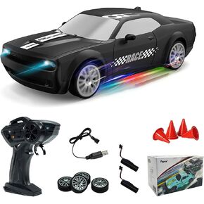 RC Drift Car Remote Control Car 2.4GHz 1:20 Scale 4WD 20KM/H High Speed Model Vehicle with LED Lights Drifting Tire Racing Sport Toy Car for Adults Boys Girls Kids Gift, Silver