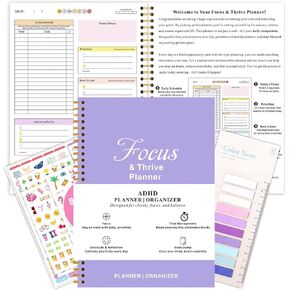 ADHD Daily Planner for Neurodivergent Adults - Focus & Thrive Planner, Undated Task Management Organizer, Productivity Planners for Women to Stay Organized - Larger Size 7 * 10in (Purple)