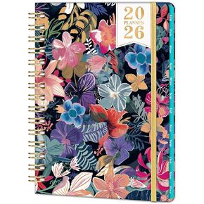 2026 Planner - 2026 Planner Weekly and Monthly, Jan.2026 - Dec.2026, 6.3" x 8.4", Planner 2026 Weekly Monthly Planner with Green Tabs, Twin-wire Binding, Back Pocket
