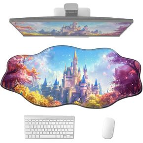 Large Mouse Pad – Waterproof,Non-Slip,Scratch & Wear-Resistant,Irregular Edges,Smooth Surface,Machine Washable,35.4"x15.7" – Perfect for Office,Gaming,or Home Use,Dream Castle