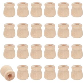 PH PandaHall 50pcs Wood Candle Holders, Unfinished Wooden Candle Cups Candlesticks Holders Wood Bean Pot Candle Cups Wood Dowel Caps for Scroll Invitations Fireplace Decor, Diameter: 6mm