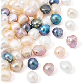 Cheriswelry 50Pcs Natural Pearl Beads Cultured Freshwater Pearl Loose Spacer Beads Seashell Bracelet Beads 5-6mm for DIY Necklace Earring Jewelry Making Supplies