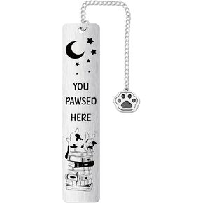 Cat Bookmark Gift for Cat Lovers, Cute Sleeping Kitten Metal Book Mark You Pawsed Here Bookmark Reading Accessories for Women Men Friends Readers Club Gift
