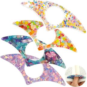 4Pcs Book Page Holder, Dried Flower Resin Book Page Holder, Thumb Books Pages Holders, Personalized Flower Resin Pages Holders, Reading Accessories Gift for Teachers Lovers Literary