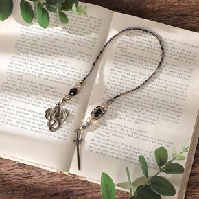 Moon Star Beaded Bookmark - Fantasy Crystal Bead Gold Chain Fantasy Bookmark, Reading Book Accessories for Men Women, Bookish Gift for Book Lovers, Students and Teachers