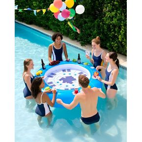 Extra Large Floating Card Table for Pool,4FT Floating Pool Games Table with Waterproof Playing Cards,Inflatable 4 to 6 People Cards Game Tray,Pool Accessories Inflatable Fruit Holder Cooler for Summer
