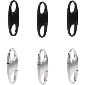 6PCS Zipper Clips Anti Theft Small Carabiner Clip Purse Locks for Handbags, Replacement Zipper Pull (3Black+3Silver) YIGUANXIN