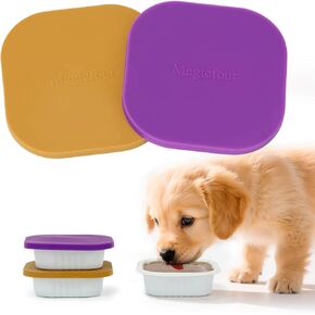 Magicfour Dog Food Can Cover Lid for Cesar, 2 Pcs Silicon Can Sealer Saver Top Cap for Small Dog Pet