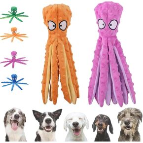 Whiskerspot Octopus Dog Toy, Eco-Friend Octopus Plush, Stuffing Free No Stuffing Plush Dance Octopus Toy, Durable Interactive Chew Toys for Small, Medium and Large Dog (Blue+Green)