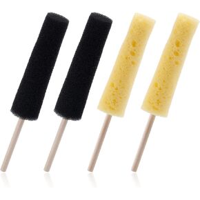 4pcs Ceramic Tools, Pottery Sponges for Clay 2 Colors Sponge on a Stick Pottery Tool Accessories Ceramic Supplies Shaping Carving Trimming Clay Making for Potters Beginners