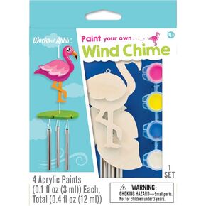 Works of Ahhh... Mini Craft Set - Flamingo Wind Chime Build & Paint Family Craft Set
