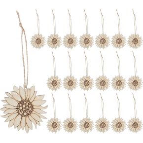 EXCEART 20pcs Unfinished Wood Cutouts Sunflower Wood Shapes Pieces Wood Discs Slices for DIY Craft Painting Thanksgiving Fall Autumn Harvest Decoration Party Supplies Favors Gift