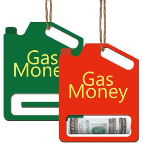2 Set Gas Gift Cards Gas Money Greeting Cards Folded Greeting Card Gas Can Ornament Funny Money Holder Ornament Small Gas Can for Teacher's Gift Funny for Mom Dad New Year Gifts