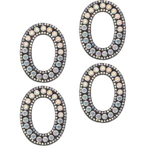 uxcell 10Pcs Iron on Letters Patches, Letter O Rhinestone Pearl Alphabet Applique English Letter Sew on Patch for DIY Clothing Hat Bag, Black
