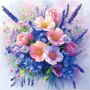 Kulvci Flower Diamond Painting Kits for Adults, Diamond Art Kits for Beginners, 5D DIY Full Drill Gem Craft for Home Decor Gift 12x12inch