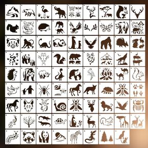 80 Pcs Animal Farm Stencils for Painting – 3x3 Inch Reusable PET Templates for Wood Signs, Card Making, Journals, Walls & DIY Craft Décor