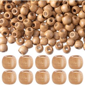 200 PCS Wooden Beads with Large Holes for Crafts, Natural Wood Hair Beads, Big Beads for Braids, 11x12 mm Wooden Spacer Loose Beads for DIY Crafts Decor, Jewelry Making, Bracelets -Light Coffee