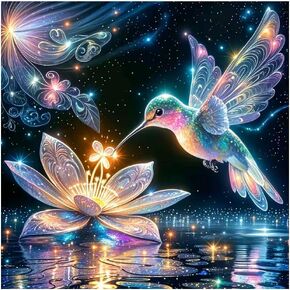 hill froeistung Hummingbird Diamond Art Kits for Adults,DIY Flower Diamond Art Painting Kits for Adults, 5D DIY Round Paint with Diamonds Crafts for Home Wall Decoration Gifts 12×12Inch, Bird