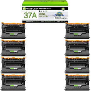 greencycle Compatible Toner Cartridge Replacement for HP 37A CF237A 37X Work for Enterprise M607n M607dn M608n M608dn M608x M609 M609x MFP M631 M632 M631h M633fh Printer (Black, 8-Pack)