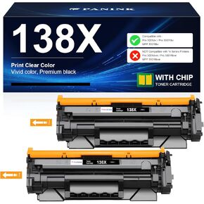 138X Black Toner Cartridge Replacement for HP 138X W1380X 138A W1380A Black Toner Cartridge Compatible with HP Pro 3001dw 3001fdw MFP 3101fdw Printer(2 Pack,with Chip)