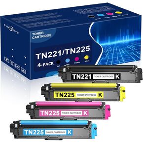 TN 221 TN225 Toner Cartridges Set Replacement for Brother TN-221 TN-225 High Yield Color Toner Compatible with MFC-9130CW HL-3170CDW HL-3140CW HL-3180CDW (Black/Cyan/Magenta/Yellow)