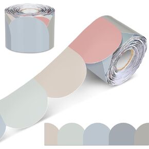 65.6 ft Scalloped Bulletin Board Borders Decorative Scalloped Border Trim Rolled Classroom Borders for Bulletin Board School Office Party Wall Decorations (Dreamy Brights)