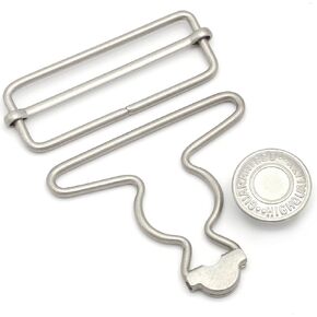 2 Sets 2 inch Overall Buckles Replacement, Metal Suspender Buckle Overall Clips with Buckle Slider and Buttons(Silver)